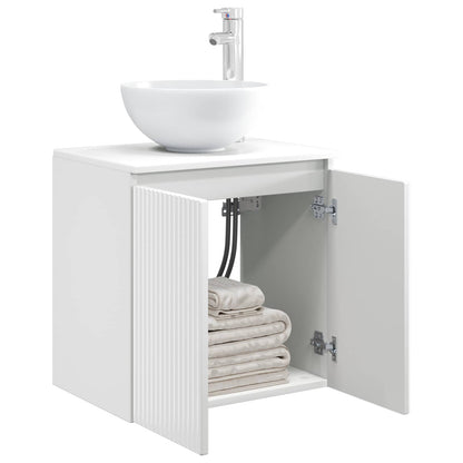 Wall-Mounted Sink Vanity High Gloss White 49.5 x 35 x 63 cm
