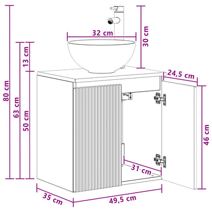 Wall-Mounted Sink Vanity High Gloss White 49.5 x 35 x 63 cm