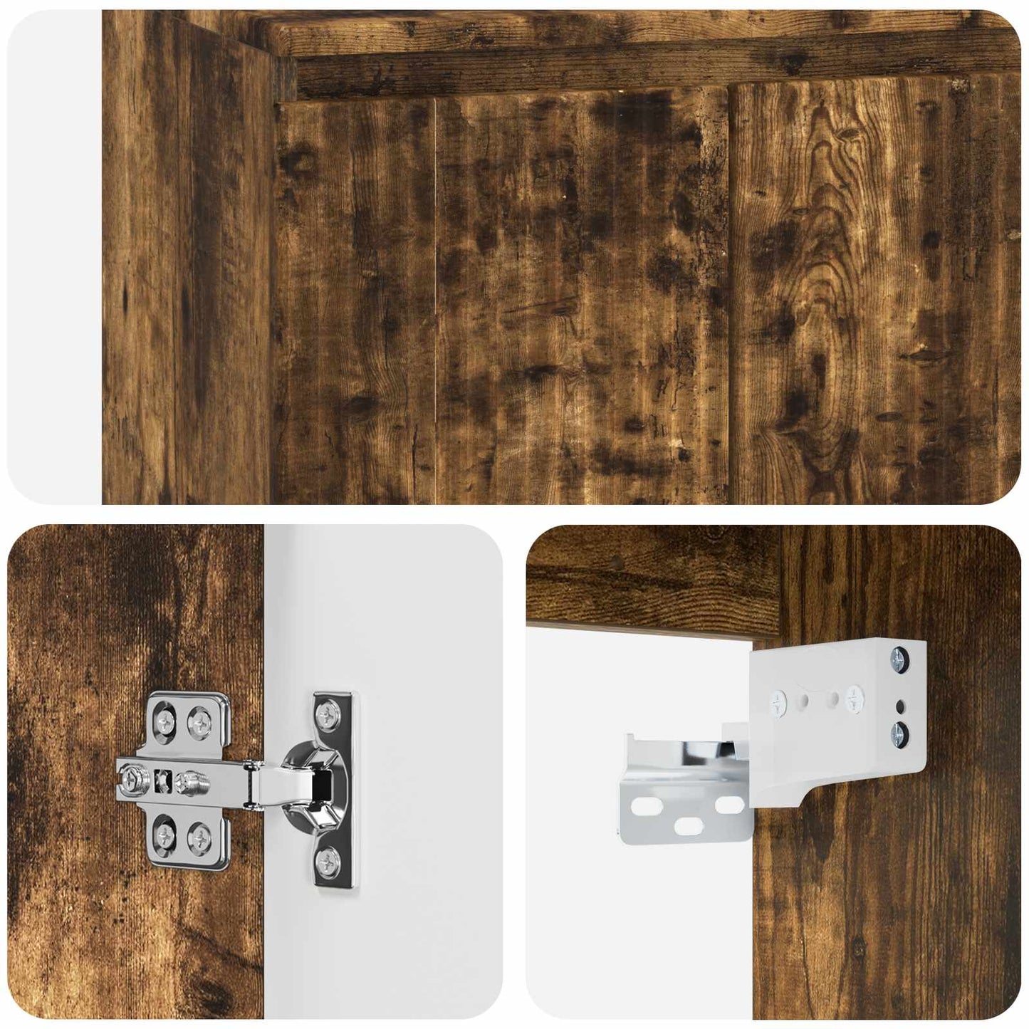 Wall-Mounted Sink Vanity Smoked Oak 49.5 x 35 x 63 cm