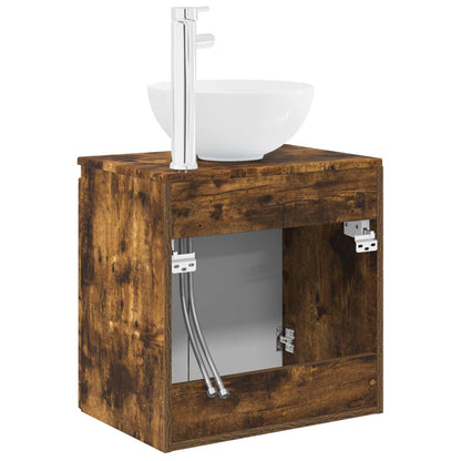 Wall-Mounted Sink Vanity Smoked Oak 49.5 x 35 x 63 cm