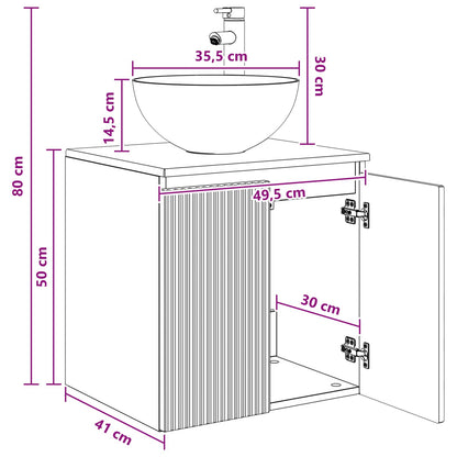 Wall-Mounted Sink Vanity Grey Sonoma 49.5 x 41 x 64.5 cm