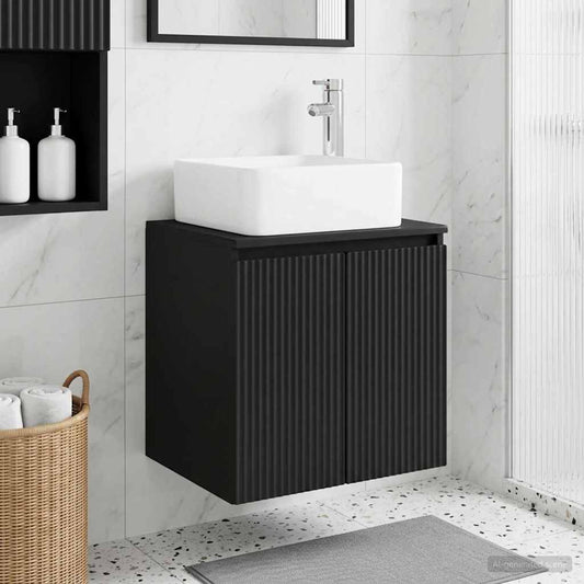 Wall-Mounted Sink Vanity Black 49.5 x 41 x 63 cm