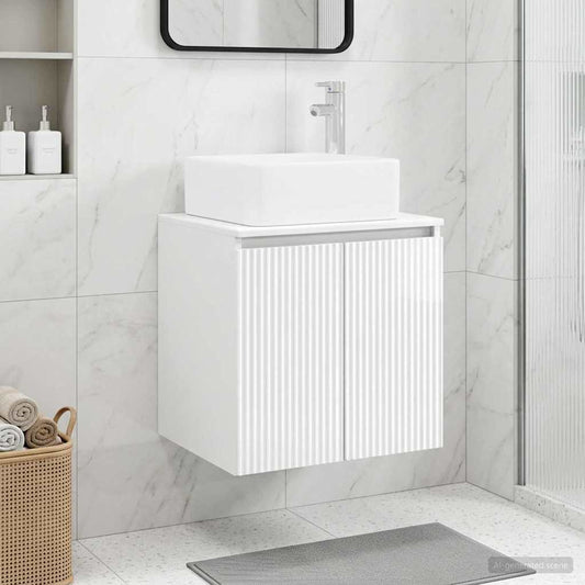 Wall-Mounted Sink Vanity High Gloss White 49.5 x 41 x 63 cm