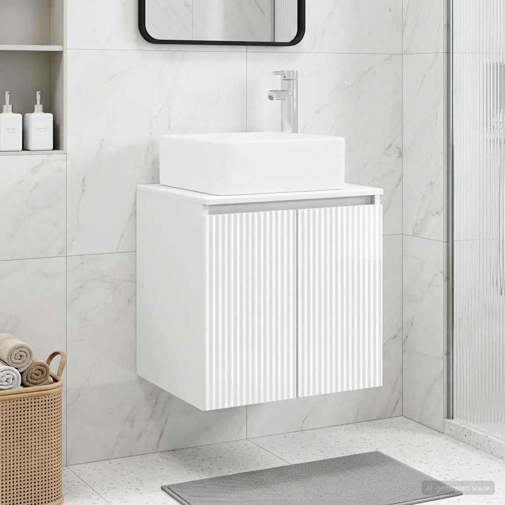 Wall-Mounted Sink Vanity High Gloss White 49.5 x 41 x 63 cm