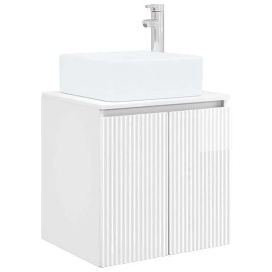 Wall-Mounted Sink Vanity High Gloss White 49.5 x 41 x 63 cm