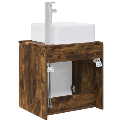 Wall-Mounted Sink Vanity Smoked Oak 49.5 x 41 x 63 cm