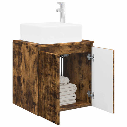 Wall-Mounted Sink Vanity Smoked Oak 49.5 x 41 x 63 cm