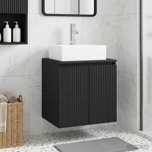 Wall-Mounted Sink Vanity Black 49.5 x 41 x 62.5 cm