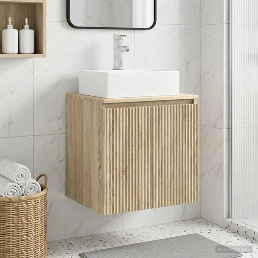 Wall-Mounted Sink Vanity Sonoma Oak 49.5 x 41 x 62.5 cm