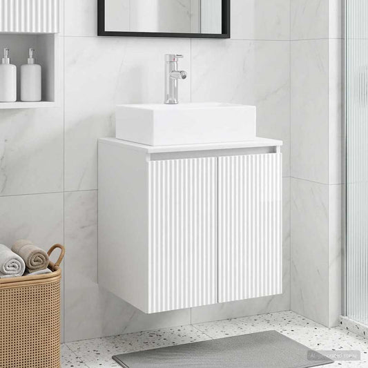 Wall-Mounted Sink Vanity High Gloss White 49.5 x 41 x 62.5 cm