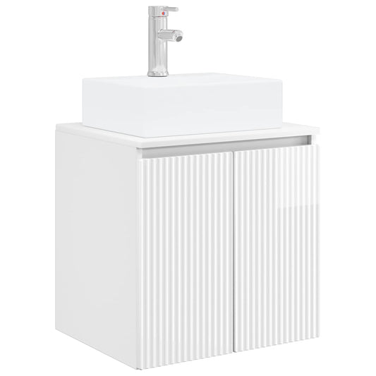 Wall-Mounted Sink Vanity High Gloss White 49.5 x 41 x 62.5 cm