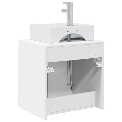 Wall-Mounted Sink Vanity High Gloss White 49.5 x 41 x 62.5 cm
