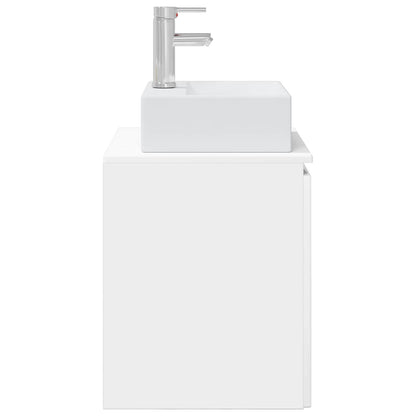 Wall-Mounted Sink Vanity High Gloss White 49.5 x 41 x 62.5 cm