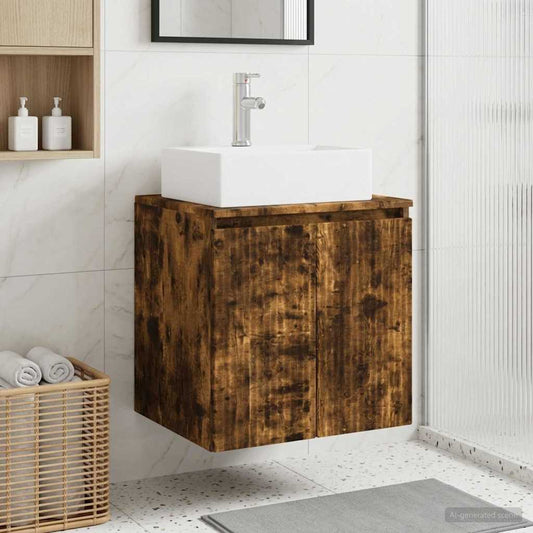Wall-Mounted Sink Vanity Smoked Oak 49.5 x 41 x 62.5 cm