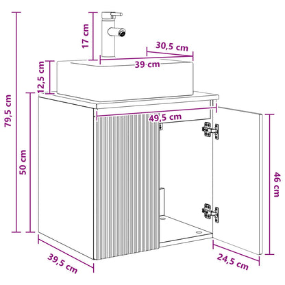 Wall-Mounted Sink Vanity Grey Sonoma 49.5 x 41 x 62.5 cm