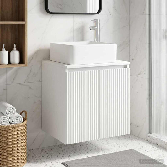 Wall-Mounted Sink Vanity White 53 x 35 x 63 cm Engineered Wood