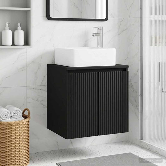 Wall-Mounted Sink Vanity Black 53 x 35 x 63 cm Engineered Wood