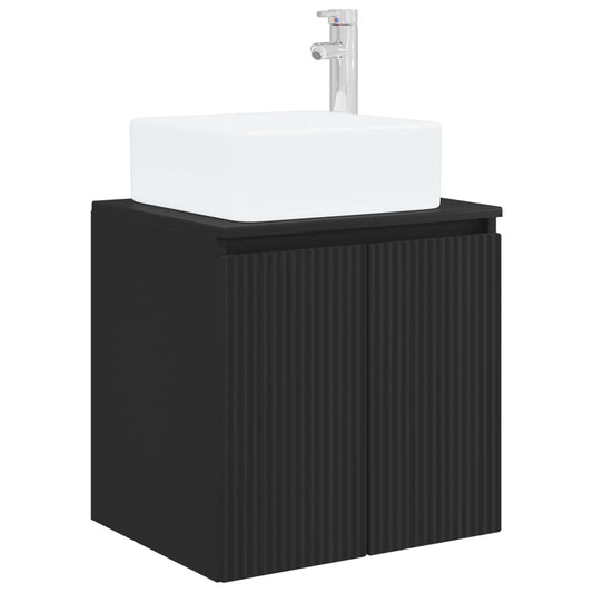 Wall-Mounted Sink Vanity Black 53 x 35 x 63 cm Engineered Wood