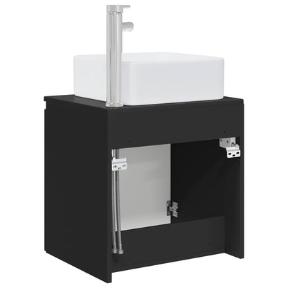 Wall-Mounted Sink Vanity Black 53 x 35 x 63 cm Engineered Wood
