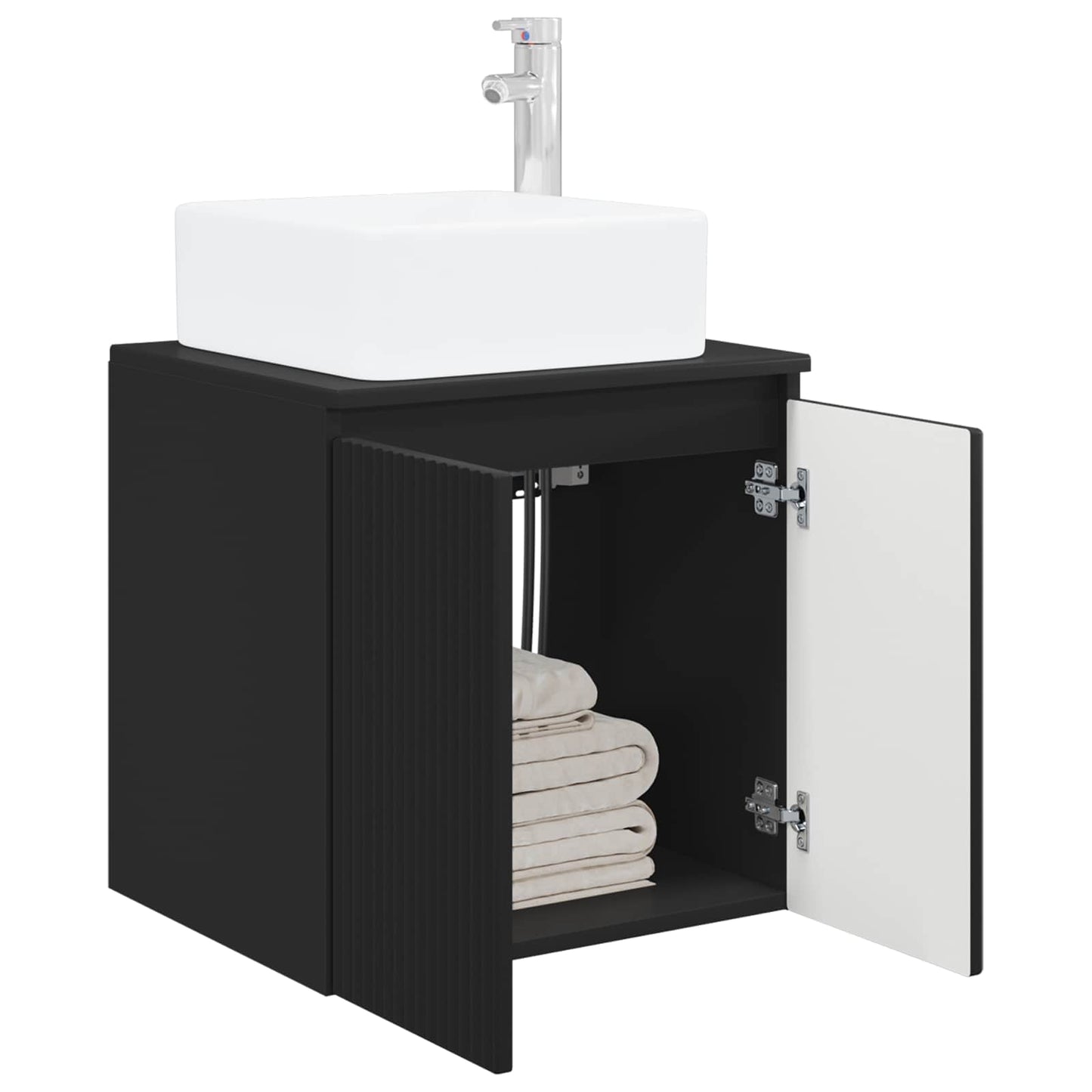 Wall-Mounted Sink Vanity Black 53 x 35 x 63 cm Engineered Wood