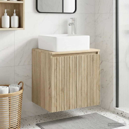 Wall-Mounted Sink Vanity Sonoma Oak 53 x 35 x 63 cm