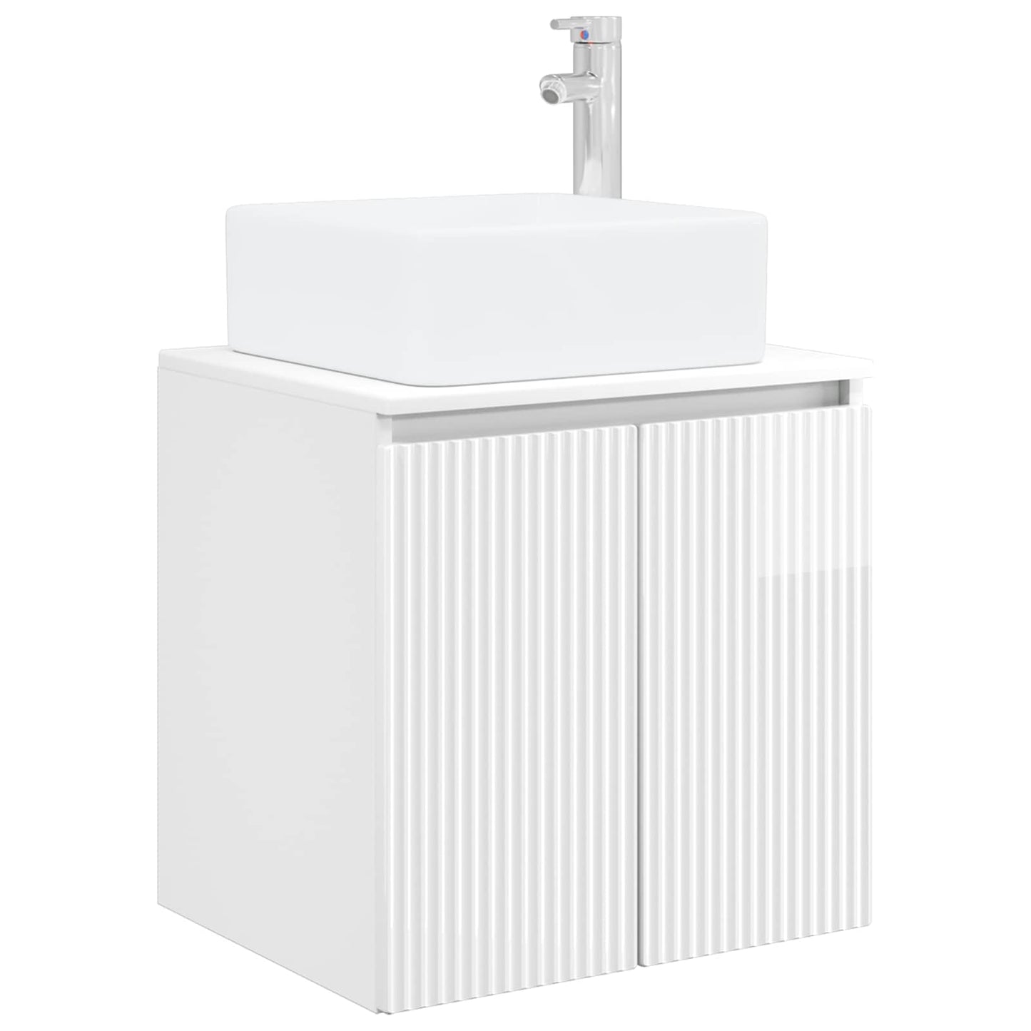 Wall-Mounted Sink Vanity High Gloss White 53 x 35 x 63 cm