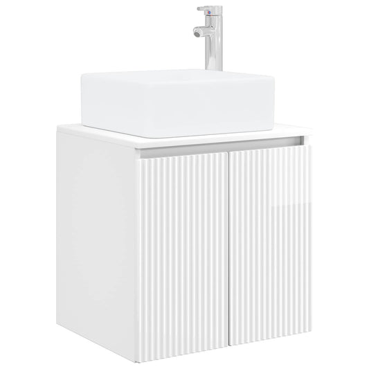 Wall-Mounted Sink Vanity High Gloss White 53 x 35 x 63 cm