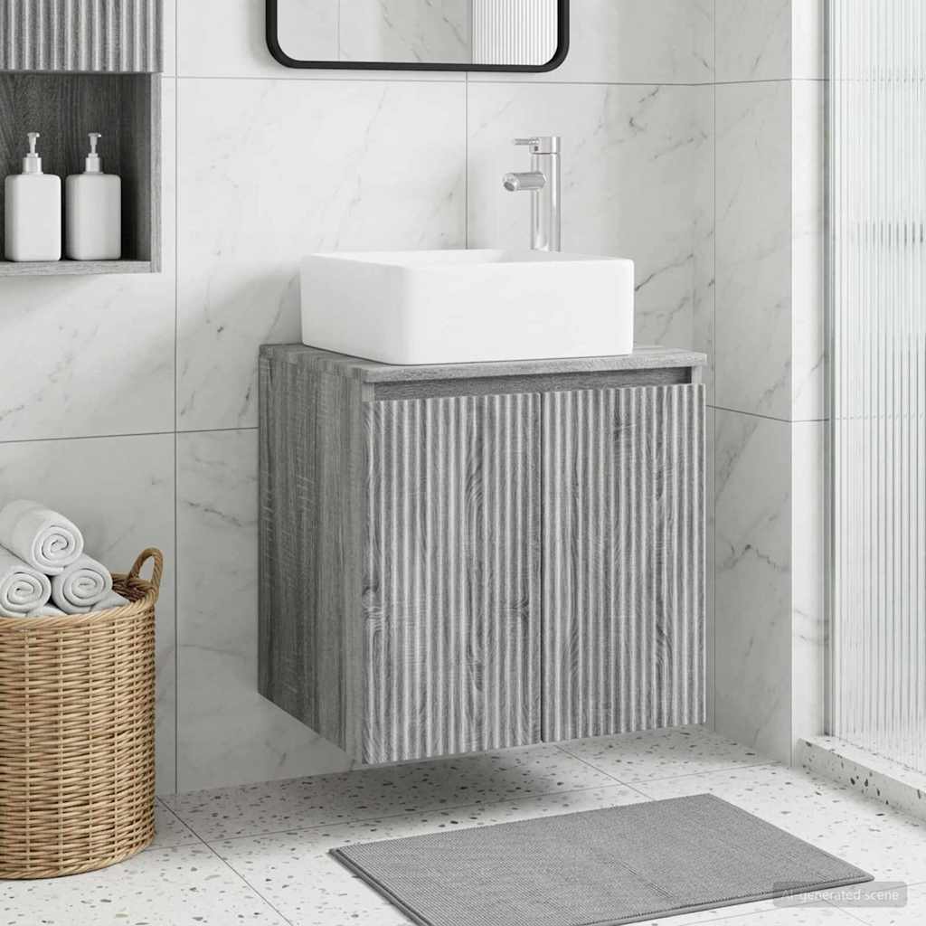 Wall-Mounted Sink Vanity Grey Sonoma 53 x 35 x 63 cm