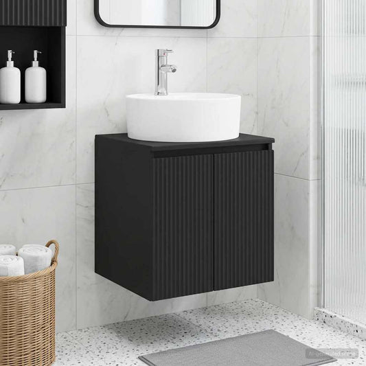 Wall-Mounted Sink Vanity Black 49.5 x 44.5 x 65 cm