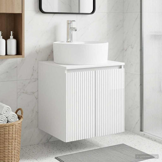 Wall-Mounted Sink Vanity High Gloss White 49.5 x 44.5 x 65 cm