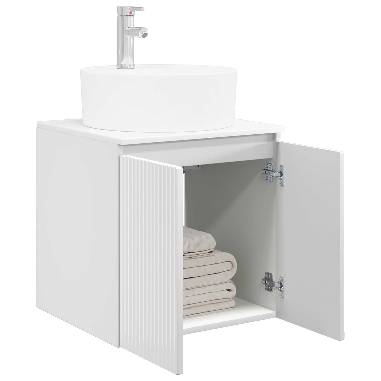 Wall-Mounted Sink Vanity High Gloss White 49.5 x 44.5 x 65 cm