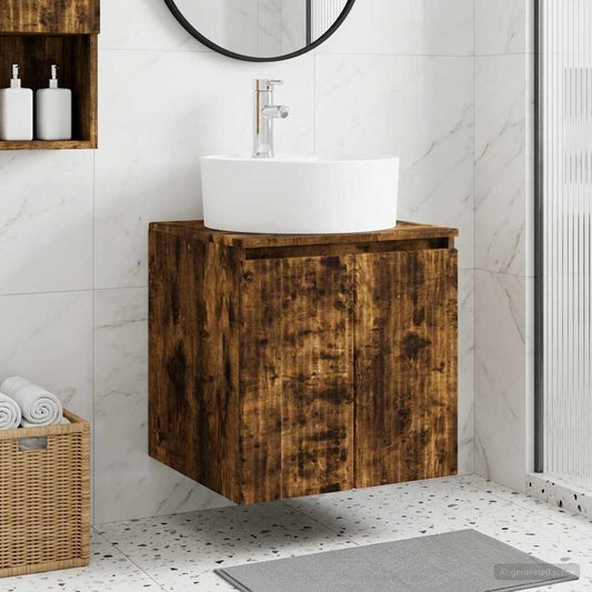 Wall-Mounted Sink Vanity Smoked Oak 49.5 x 44.5 x 65 cm