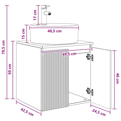 Wall-Mounted Sink Vanity Smoked Oak 49.5 x 44.5 x 65 cm