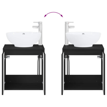 Wall-Mounted Sink Vanity Black 49.5 x 44.5 x 65 cm