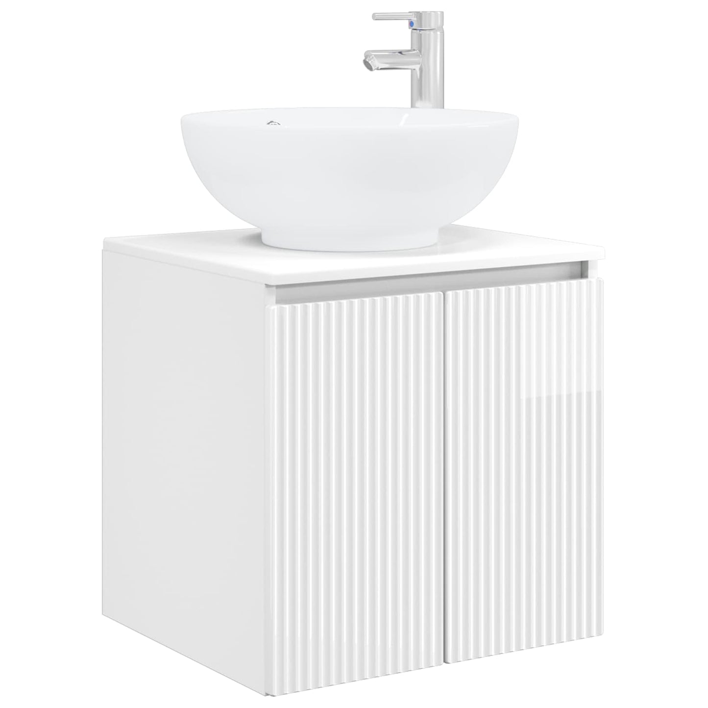 Wall-Mounted Sink Vanity High Gloss White 49.5 x 44.5 x 65 cm