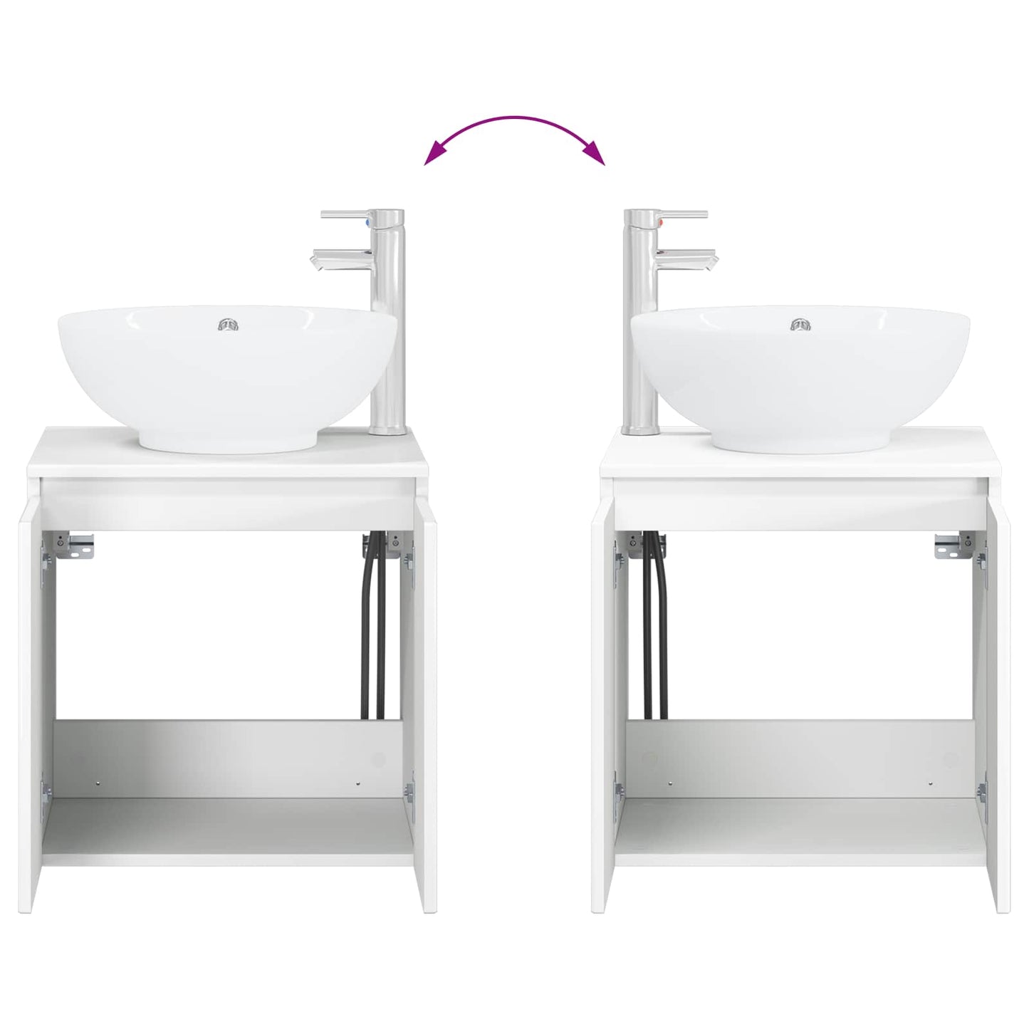 Wall-Mounted Sink Vanity High Gloss White 49.5 x 44.5 x 65 cm