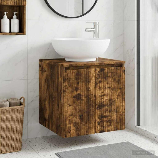 Wall-Mounted Sink Vanity Smoked Oak 49.5 x 44.5 x 65 cm