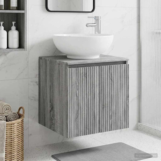 Wall-Mounted Sink Vanity Grey Sonoma 49.5 x 44.5 x 65 cm