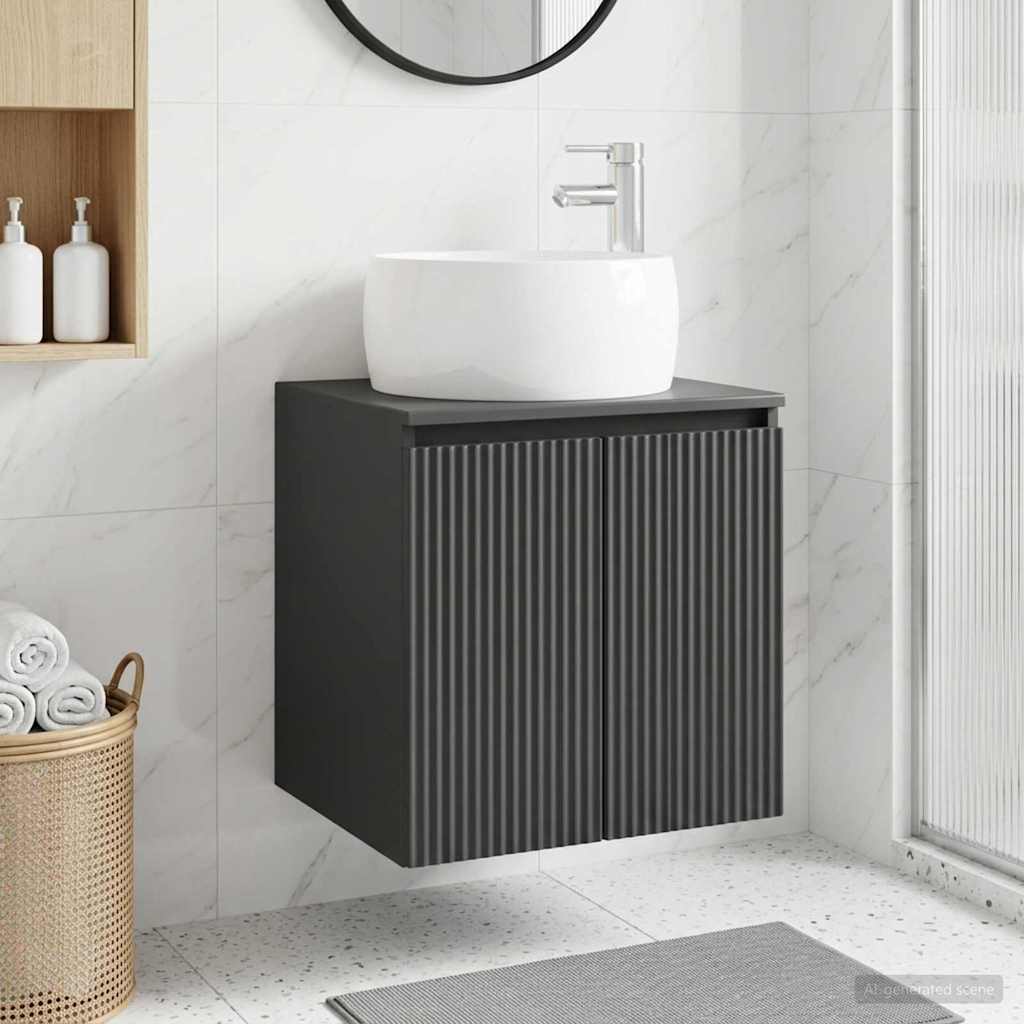 Wall-Mounted Sink Vanity Black 49.5 x 44.5 x 66 cm