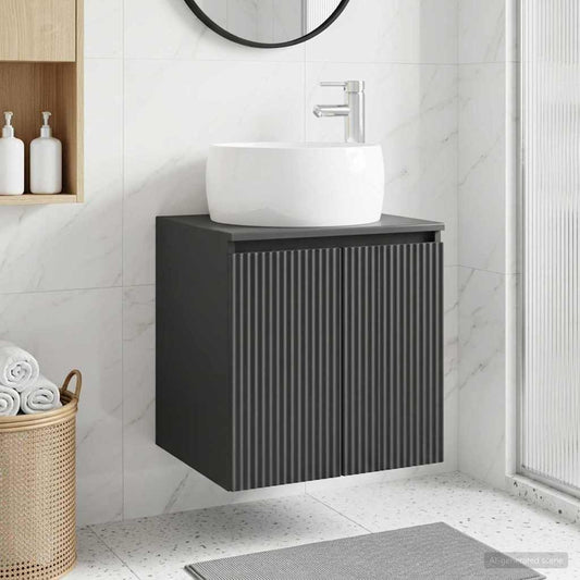 Wall-Mounted Sink Vanity Black 49.5 x 44.5 x 66 cm