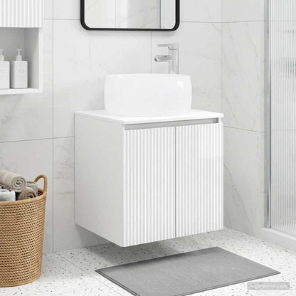 Wall-Mounted Sink Vanity High Gloss White 49.5 x 44.5 x 66 cm