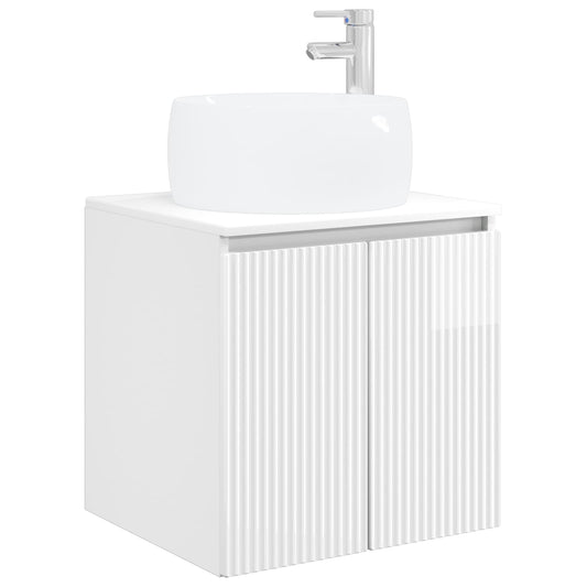 Wall-Mounted Sink Vanity High Gloss White 49.5 x 44.5 x 66 cm