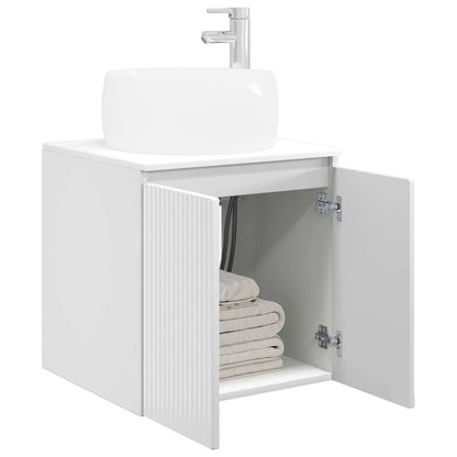 Wall-Mounted Sink Vanity High Gloss White 49.5 x 44.5 x 66 cm