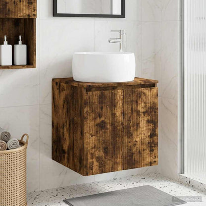 Wall-Mounted Sink Vanity Smoked Oak 49.5 x 44.5 x 66 cm