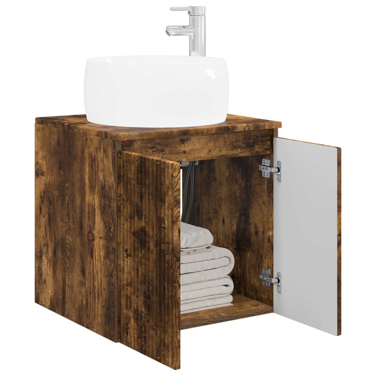 Wall-Mounted Sink Vanity Smoked Oak 49.5 x 44.5 x 66 cm