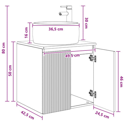 Wall-Mounted Sink Vanity Smoked Oak 49.5 x 44.5 x 66 cm