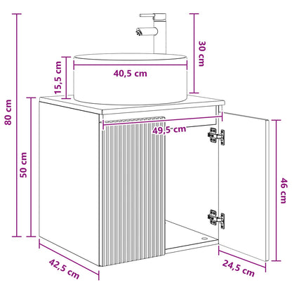Wall-mounted Sink Vanity Black 49.5 x 44.5 x 65.5 cm