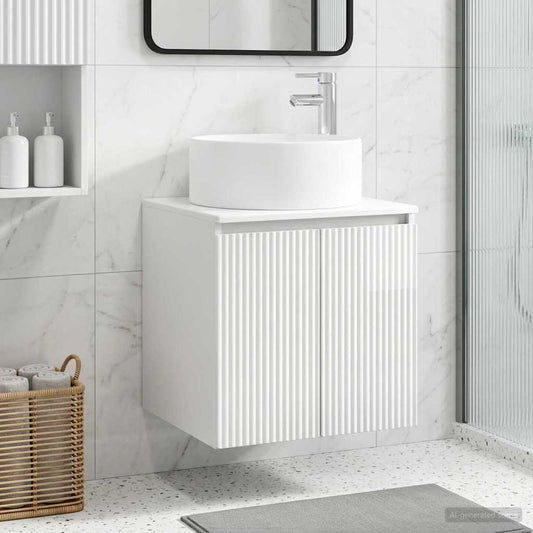 Wall-mounted Sink Vanity High Gloss White 49.5 x 44.5 x 65.5 cm