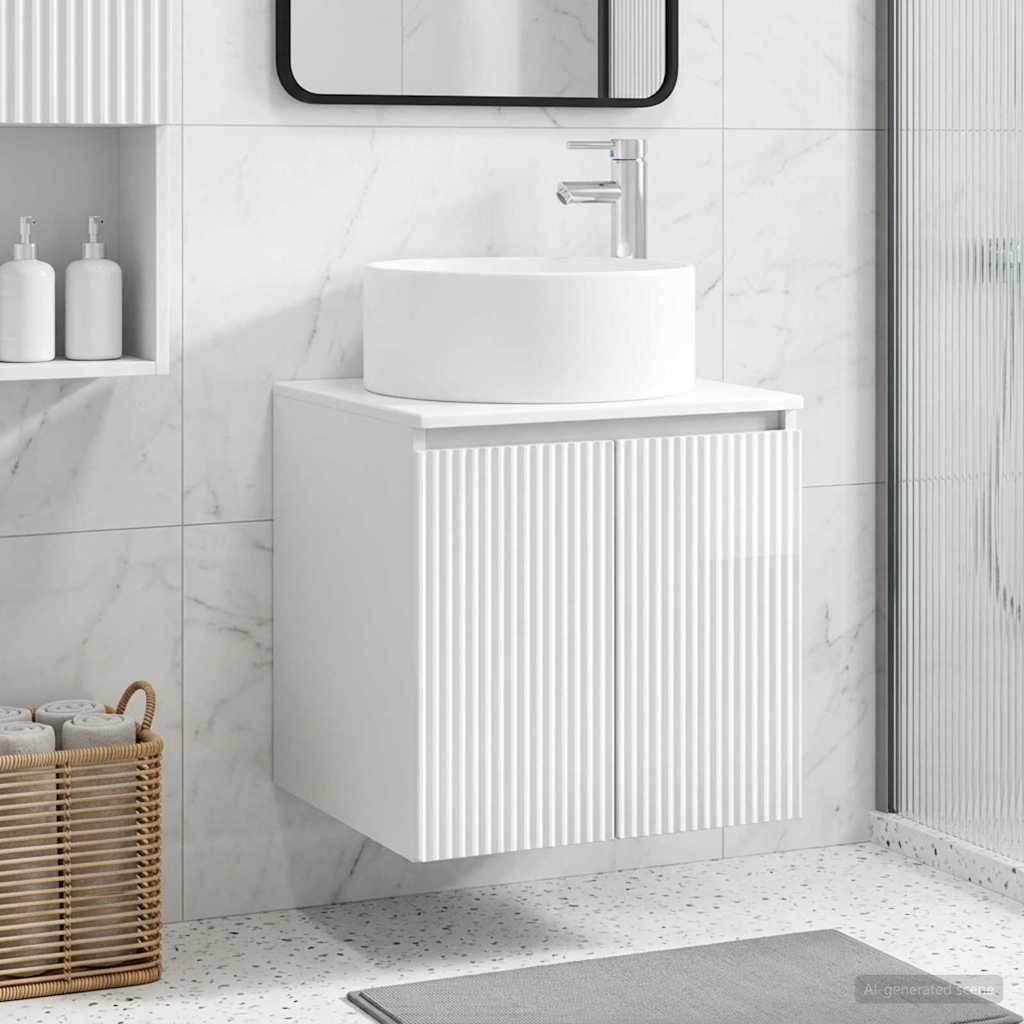 Wall-mounted Sink Vanity High Gloss White 49.5 x 44.5 x 65.5 cm