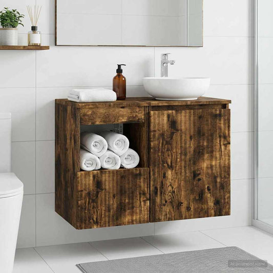 Bathroom Cabinet Smoked Oak 30 x 35 x 50 cm Engineered Wood